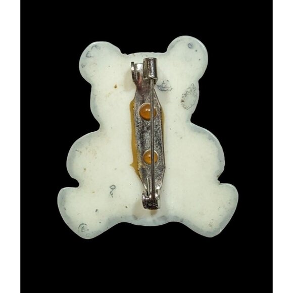 Vintage Kidcore Grey Teddy Bear Brooch With Bowtie - Picture 2 of 4